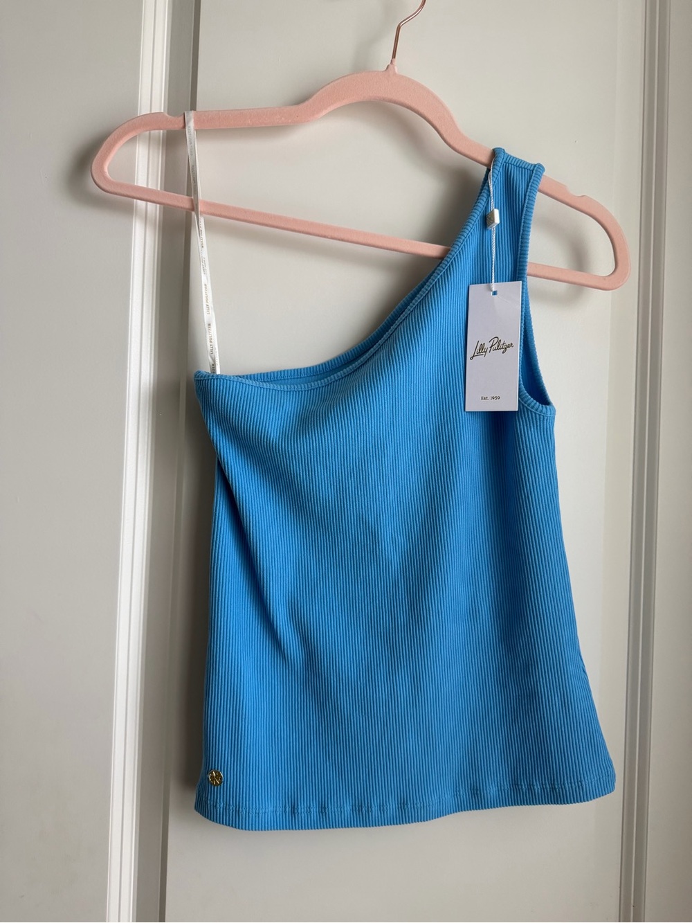 Lilly Pulitzer Bright Blue One-Shoulder Ribbed Tank